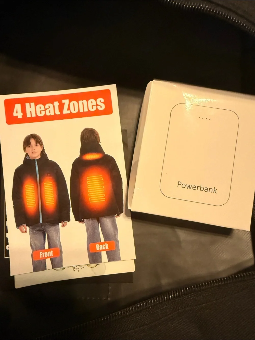 Cycyheat Boys Black heated Puffer Jacket with Red Zip